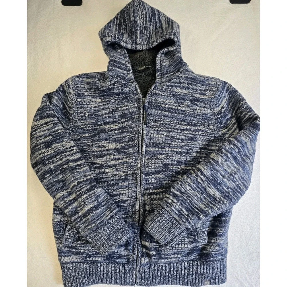 The NORTH FACE Mens Large Sherpa Lined Full Zip Twisted Ridge Hoodie Marled